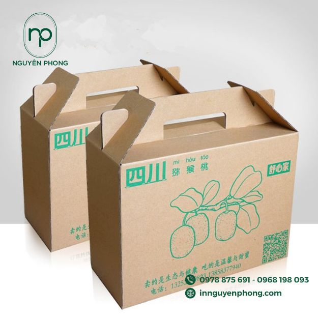 thùng carton 5 lớp sóng BC dạng thùng có tay cầm